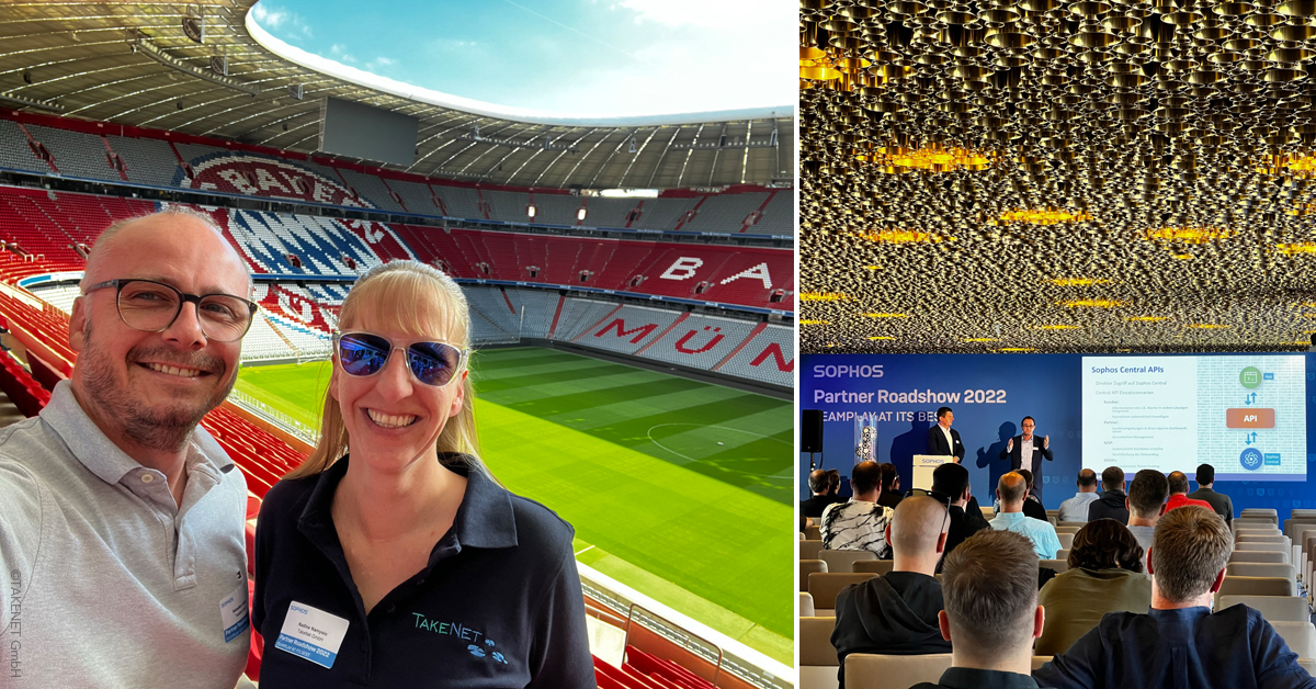 Bildtitel: TAKENET auf der Sophos Partner Roadshow in der Allianz Arena