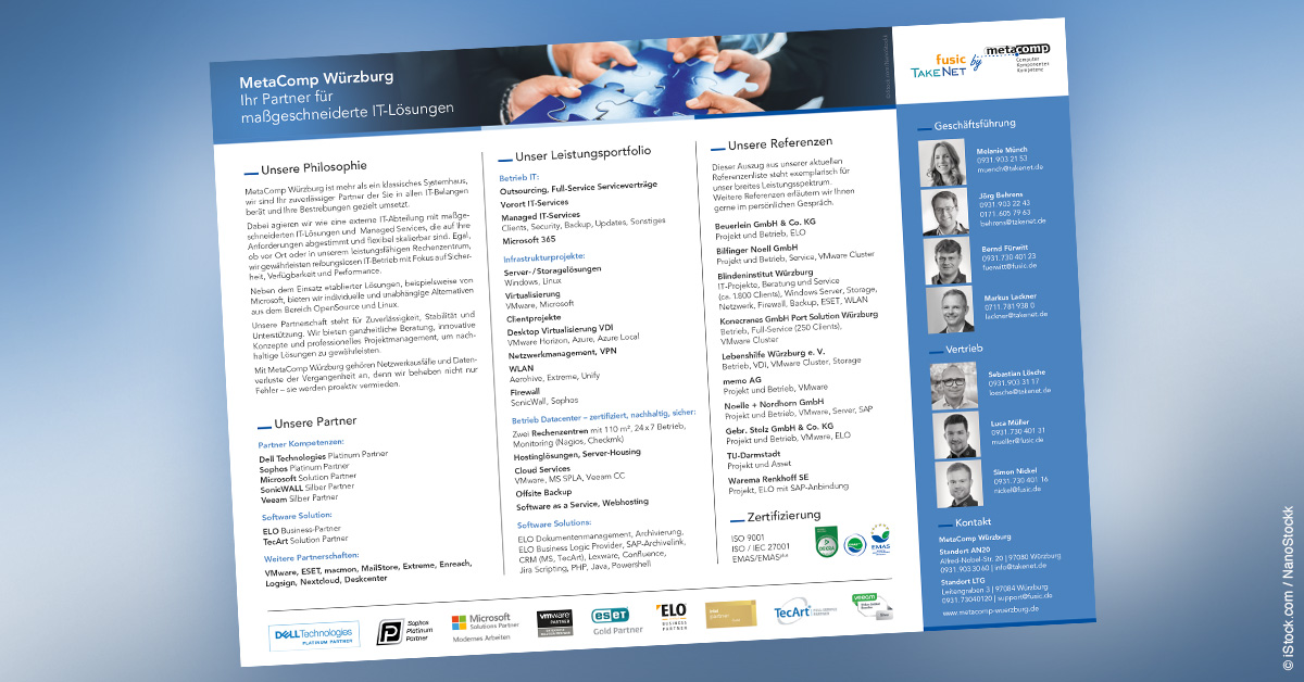 Bildtitel: MetaComp Würzburg „auf einen Blick“ im neuen OnePager!